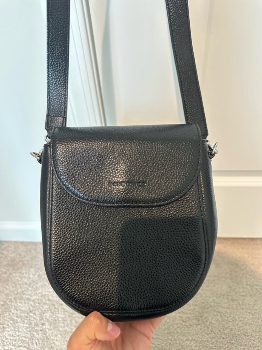 Bandolier Shay Black Pebbled Leather Saddle Crossbody
